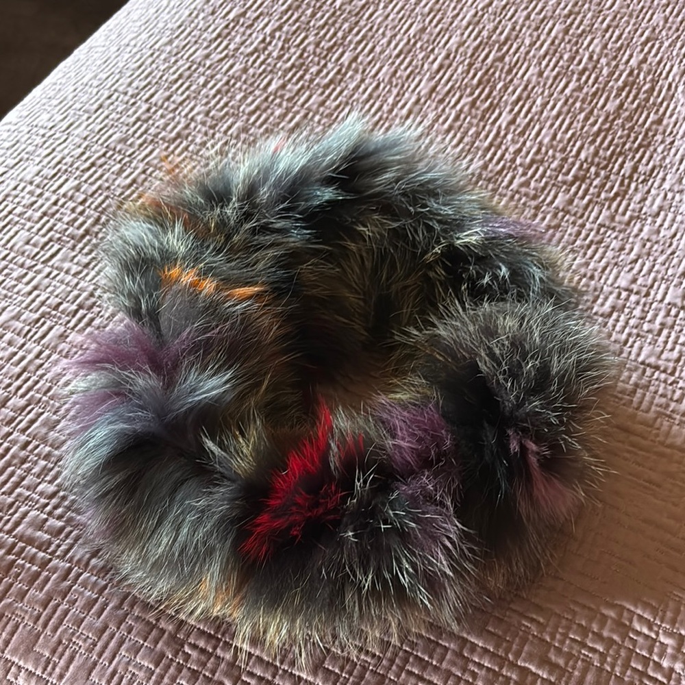Multicolor Faux Fur Scrunchie
